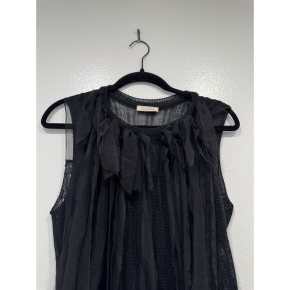 Nina Ricci Black Cashmere Silk Knit Tank Women’s Size Large Fringe Whimsigoth - Picture 6 of 11